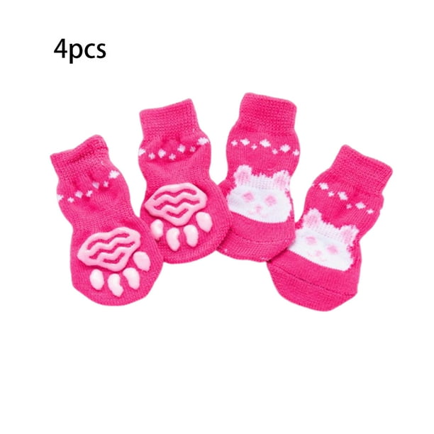 mmirethe 4PCS Dog Socks Traction Control Dogs Footwear Warm Universal Prevent Dirt Paw Protector Small Medium Indoor Outdoor 7.5x3x1 cm 3