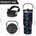 thumbnail image 4 of 30 Oz Tumbler Blue and Purple Butterflies Tumbler with Lid and Straw, Birthday Gift Cup for Friend Women Men Coffee Travel Mug Thanksgiving Day Halloween Christmas Gift Water Bottle, 4 of 7