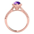 thumbnail image 4 of Mauli Jewels Rings for Women 1.55 Carat Diamond and Pear Shaped Amethyst Ring 4-prong 10K Rose Gold, 4 of 7