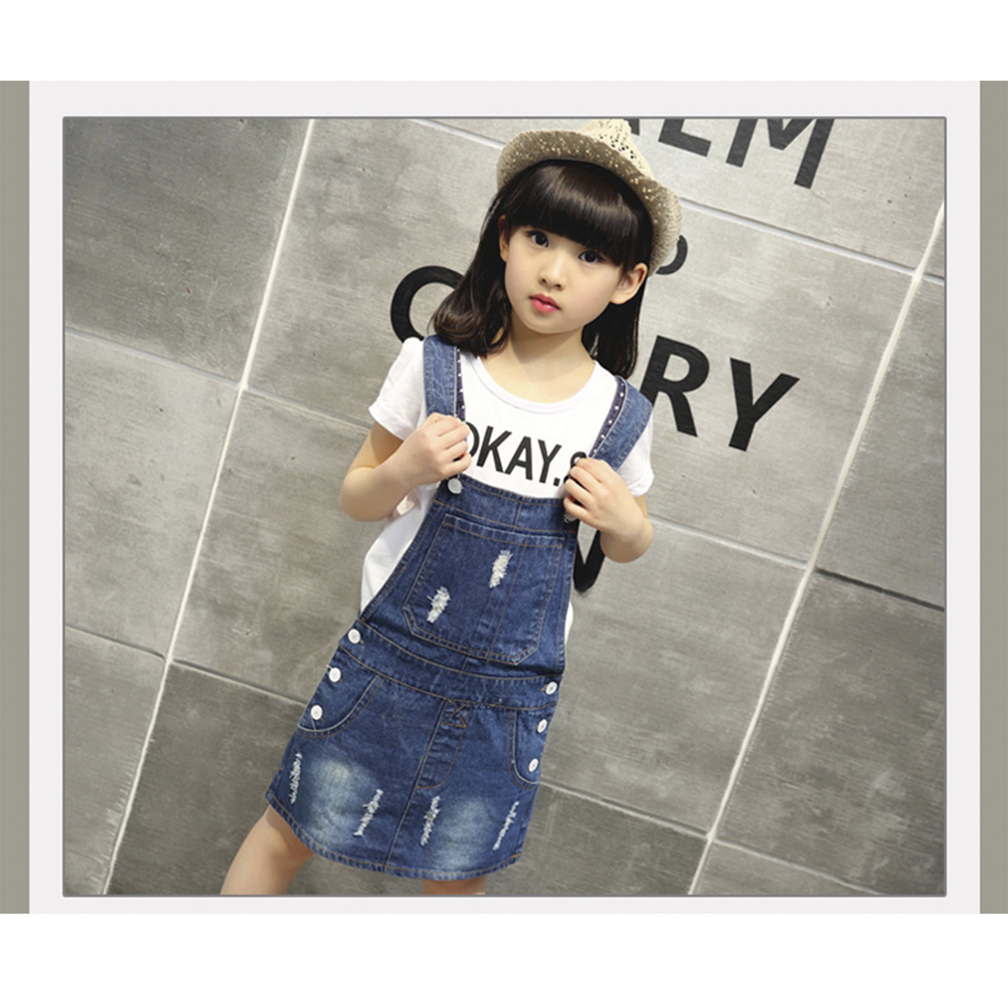 Overalls 7FAMK girls denim bleached dress on sale 4T