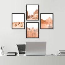 PixonSign Framed Wall Art Arizona Desert Valley Southwest Prints, Set of 4 Red Grand Canyon Wall Decor Arts, Nature Photo Wall Décor, Adhesive Canvas Poster, Modern Home Artwork - 11"x14" Black