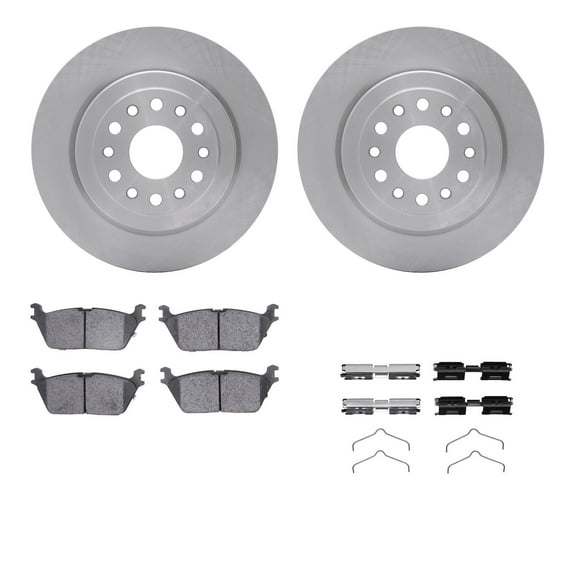 Dynamic Friction Company Rear Brake Rotors with Ultimate Duty Performance Brake Pads includes Hardware 6412-40076