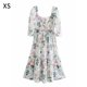 thumbnail image 1 of Vestido Vestido largo informal de algodón de manga media con cuello cuadrado y estampado floral, XS kenally AP001360-01B, 1 of 7