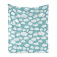 thumbnail image 1 of Blue Sky Soft Flannel Fleece Blanket, Repetitive Bicolour Clouds Fluffy Cartoon Style Pattern Monochrome, Cozy Plush for Indoor and Outdoor Use, 50" x 70", Pale Turquoise and White, by Ambesonne, 1 of 6