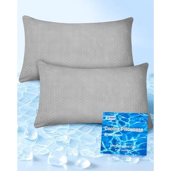 PCM Gel Print Cooling Pillow Cases Only,Queen Size Set of 2 with Double Sided Cold,Moisture Wicking Pillowcase Covers with Hidden Zipper Japanese Cold Tech Pillow Case Protectors for HotSleepers