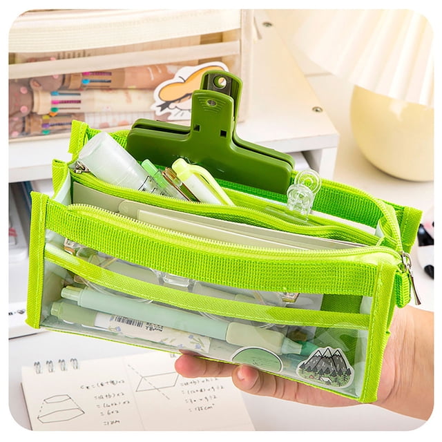Stuff for School - Compact Pencil Case School Supply Pouch, Pouches for School Zippered Pencil Case, Kawaii Pencil Case College Pencil Pouch Green