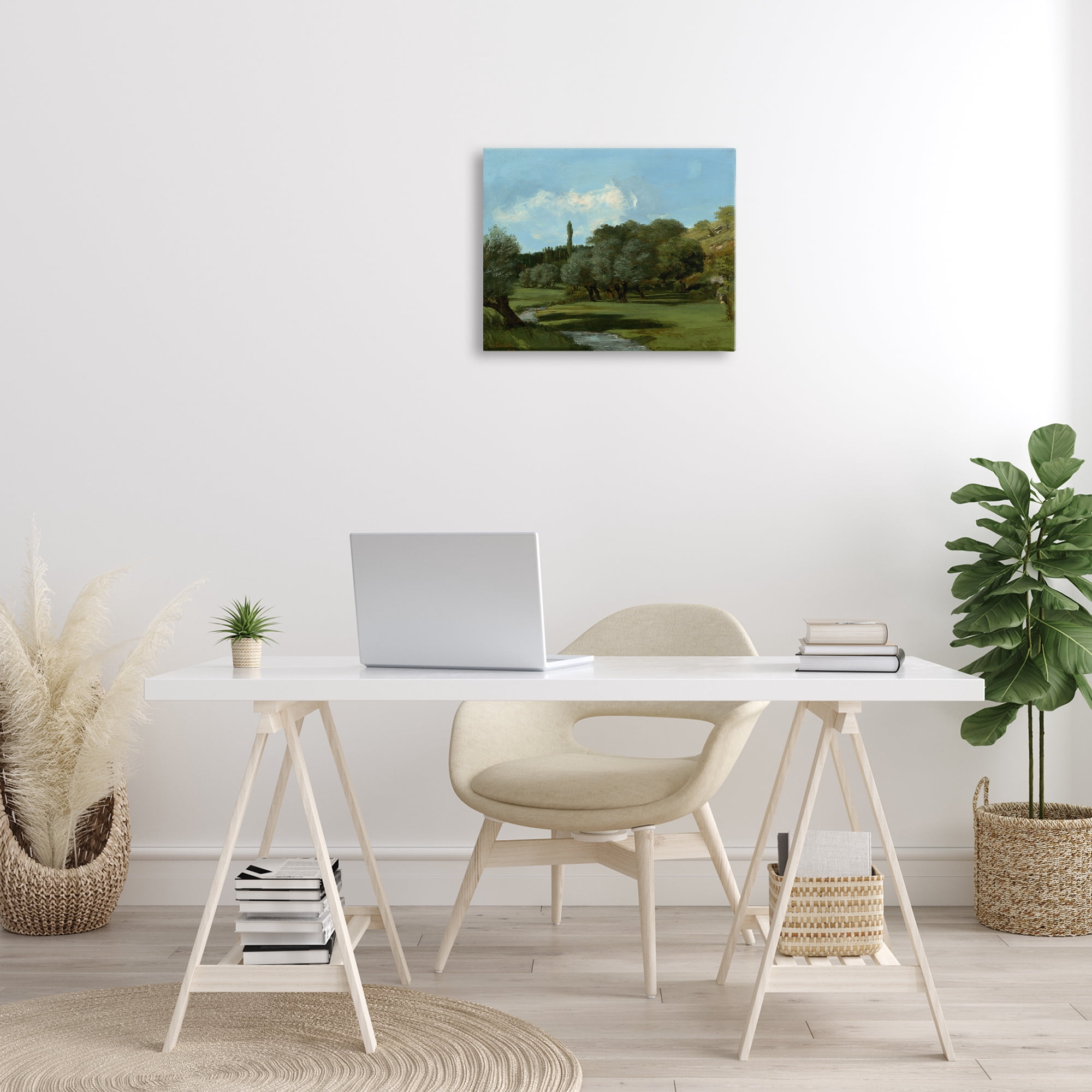 Stupell Industries Classical Green Field Landscape Landscape & Nature Painting Wrapped Canvas Art Print Wall Art, 20 x 16