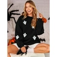thumbnail image 4 of KimSoong Women Halloween Sweatshirt Oversized Sequin Ghost Shirts Spooky Season Halloween Sweater Crew Neck Fall Pullover Tops, 4 of 6