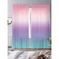 thumbnail image 3 of Pink Purple Teal Ombre Cream Semi Sheer Window Curtains 108 Inches Long, Modern Abstract Art Aesthetics Rod Pocket Voile Chiffon Curtain Light Filtering Drapes for Living Room, 52"x108", 2 Panels, 3 of 9