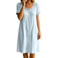 thumbnail image 4 of Horkkom T Shirt Dress Women Solid Color Short Sleeve Crew Neck Midi Dresses Summer Loose Casual Dresses, S-3XL, 4 of 8