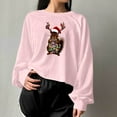 thumbnail image 3 of Craaazy Christmas T-Shirts For Women Funny Christmas Printed Casual Round Neck Long Sleeved Pullover Crop Tops Womens Tops, 3 of 6