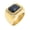 Gold Black, variant on Unisex Stainless Steel Square Halo Ring Center Gemstone with Cubic Zirconia Accents Modern Statement Band Gold Blue Size 11