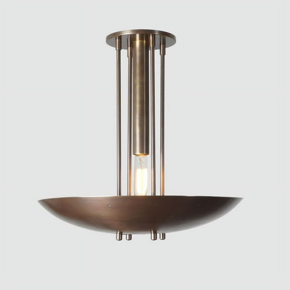 Mid Century Brass Ceiling Flush Mount Pendant Light Fixture Ceiling Chandelier 24"D