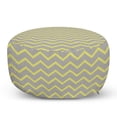 thumbnail image 1 of Grey and Yellow Pouf Cover with Zipper, Modern Geometrical Triangles Zig Zags Wavy Modern Image Print, Soft Decorative Fabric Unstuffed Case, 30" W X 17.3" L, Pale Grey and Mustard, by Ambesonne, 1 of 5