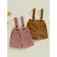 thumbnail image 3 of Michellecmm  Boy Girl Suspender Shorts Solid Color Corduroy Shorts Overalls, 3 of 9