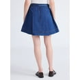 thumbnail image 4 of Free Assembly Women's Pleated Denim Mini Skirt with Belt, Sizes 0-20, 4 of 5