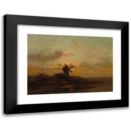 Jules Dupré 14x11 Black Modern Framed Museum Art Print Titled - The Windmill (Late 1850s)