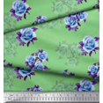 thumbnail image 3 of Soimoi Green Cotton Duck Fabric Leaves & Alba Rose Floral Decor Fabric Printed Yard 42 Inch Wide, 3 of 3