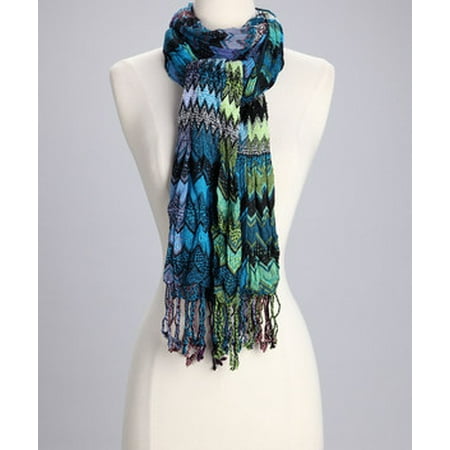Palestinian Scarf - Amtal Women Large Zig Zag Chevron Design Oblong Winter Casual Scarf w/Fringes