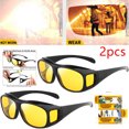 thumbnail image 2 of 2pcs Unisex HD Night Driving Glasses Yellow Anti Glare Vision Tinted Sunglasses, 2 of 14
