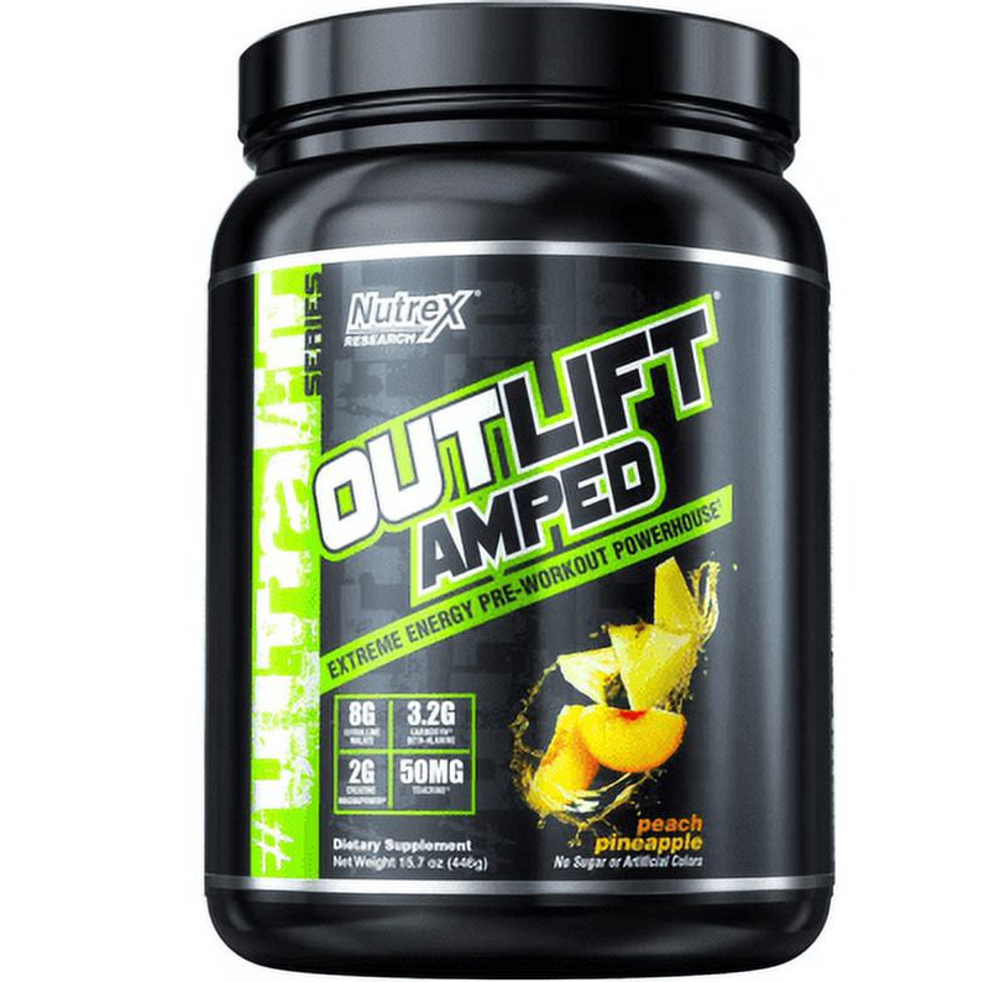 Nutrex Outlift Amped Extreme Energy Pre Workout, Peach Pineapple, 20 Servings