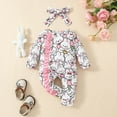 thumbnail image 2 of Hwmodou Girls Print Jumpsuits Cotton Blend Toddler Easter Long Sleeve Cartoon Rabbit Prints Ruffles Romper Jumpsuit Clothes Fall Winter Jogger Jumpsuit,9-12M, 2 of 7