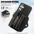 thumbnail image 6 of RFID BLOCKING Wallet Case for Samsung Galaxy S24 Plus with Card Holder, Zipper Pocket Kickstand Function Shockproof Purse Phone Cover with Removable Shoulder Strap & Wrist Strap, Black, 6 of 10