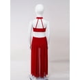 thumbnail image 5 of inlzdz Girls Sparkly Halter Sleeveless Backless Jumpsuit Shiny Jazz Latin Ballroom Dance Dress Burgundy 16, 5 of 7