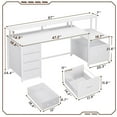 thumbnail image 2 of SEDETA White Computer Desk with 5 Drawer & Power Outlet & Monitor Shelf, Home Office Desk with File Drawer, Storage Shelves and Printer Cabinet, Gaming Desk with Led Lights, 2 of 8
