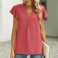 thumbnail image 2 of Pntutb Clothes,Womens Loose Casual Short Sleeve V-Neck Solid Casual Blouse T-Shirt Tunic Tops, 2 of 6