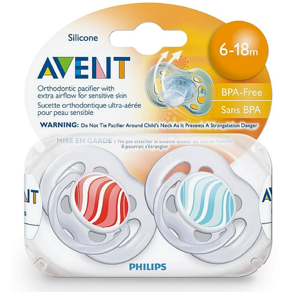 2 Pack Philips Avent BPA Free Freeflow Pacifiers 618 Months, Assorted Colors 2 ea Walmart