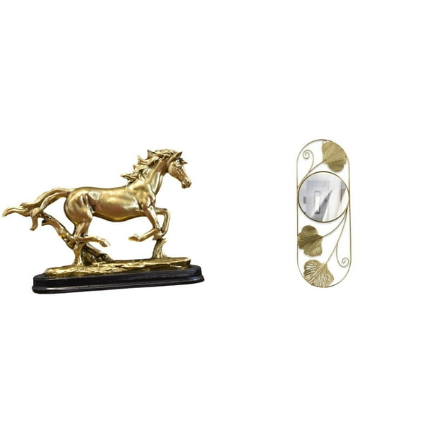 Figura de caballo,Escultura de caballo en miniatura coleccionable,Espejo de pared,Espejo decorativo nórdico para colgar en la pared,Espejos de pared de metal decorativos para el hogar
