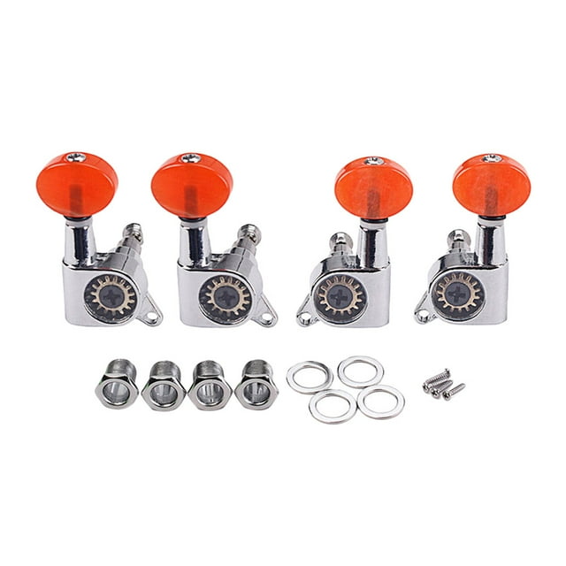 EeaseCA 4pcs 2L 2R Enclosed Ukulele Tuning Pegs Tuners Nickel Machine Head with Buttons Furrules Mounting Screws Keys Set for Ukulele (Red)