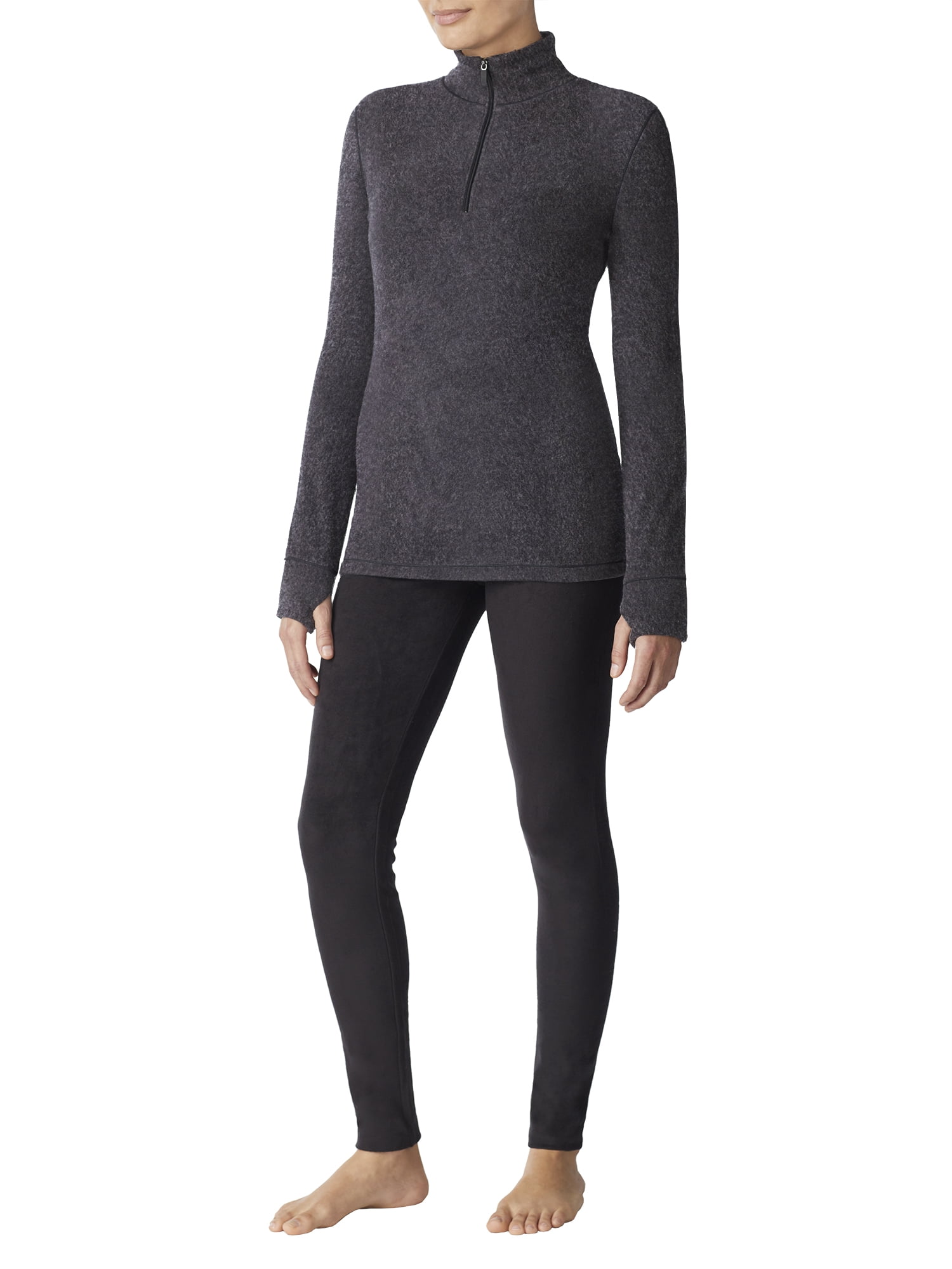 ClimateRight by Cuddl Duds Women's Warm Stretch Fleece Long Sleeve Mock with Half Zip Thermal Base Layer Top, Sizes XS to 4X