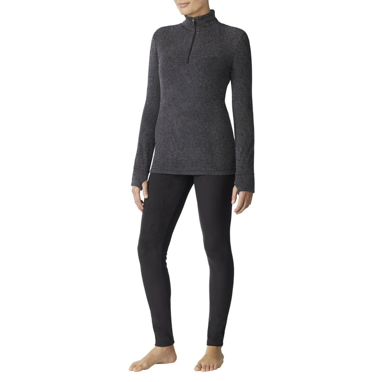 ClimateRight by Cuddl Duds Women's Stretch Fleece Base Layer Half Zip  Thermal Top