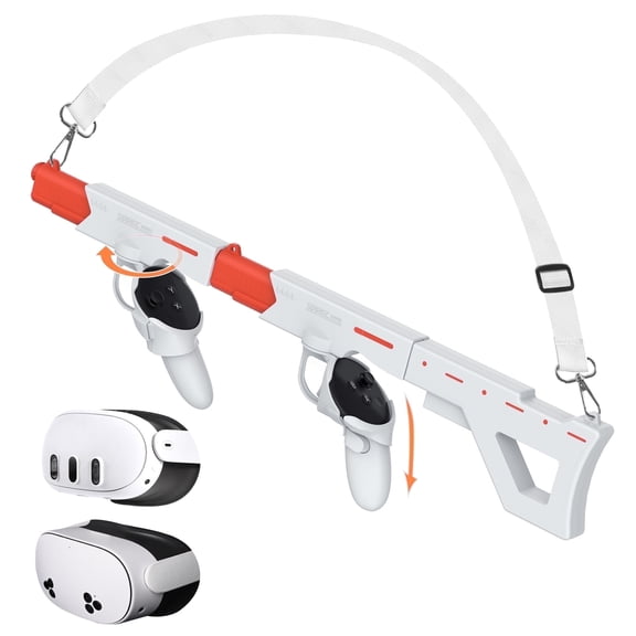 VR Gunstock for Meta Quest 3, Quest 3S Rifle-Like or Dual-Pistol Handle VR Gun Stock Quest3 VR Games Accessories Connect to Touch Controller, Real Game Feeling