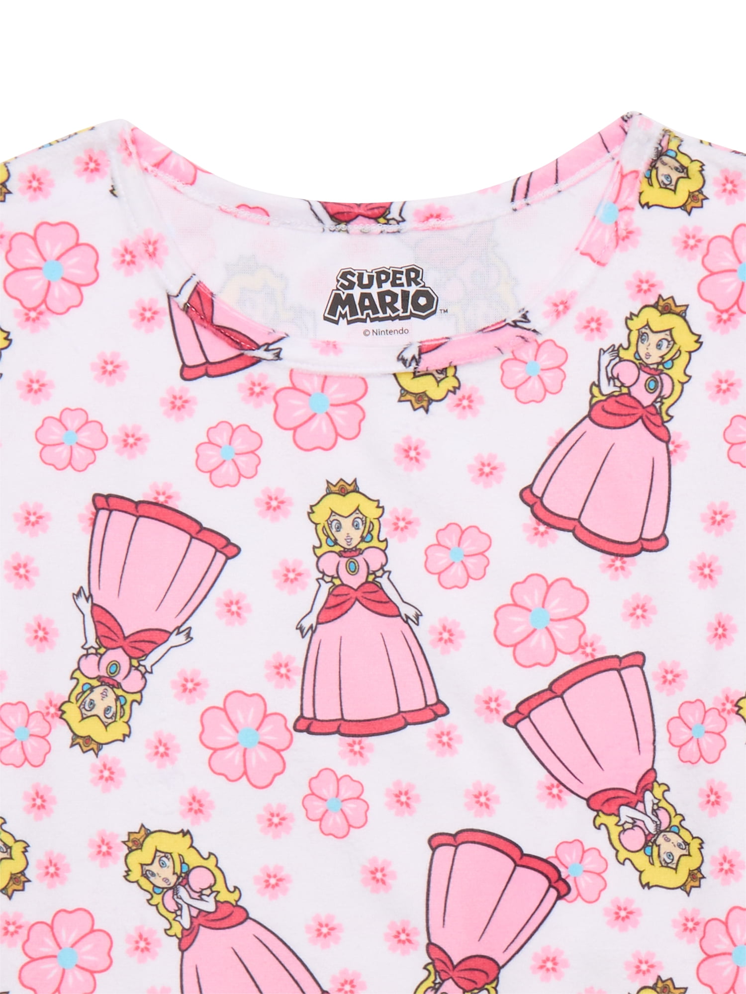 Princess Peach Girls Short Sleeve Top and Shorts Pajama Set, 2-Piece, Sizes 4-12