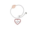 thumbnail image 2 of Delight Jewelry Silvertone Large Red Crystal Heart with Clear Heartbeat - Rose Goldtone Leaf Delicate Bracelet, 6.25+1.75", 2 of 4