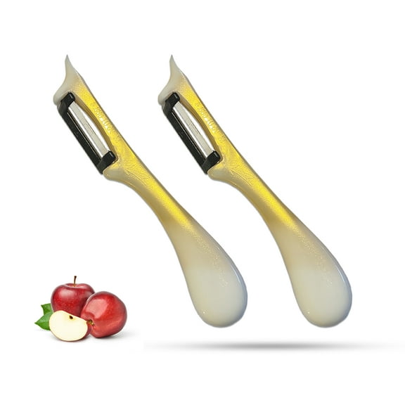 SMI 2 Pcs Solingen Peeler Potato Peeler Vegetable and Fruit Peeler German Kitchen Utensils with Interchangeable Blade - Gold & White