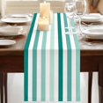 thumbnail image 3 of Green Stripe 120 Inch Table Runner, Gradient Geometric White Vertical Striped Farmhouse Dresser Scarf Cotton & Linen Tablerunner for Dining/Kitchen Island/Holiday Party Décor 13" x 120", 3 of 9