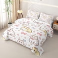 thumbnail image 3 of Homewish Cartoon Cats Bed Spread Queen,Kawaii Bow Stars Queen Coverlet Set,Yellow White,3-Piece, 3 of 7