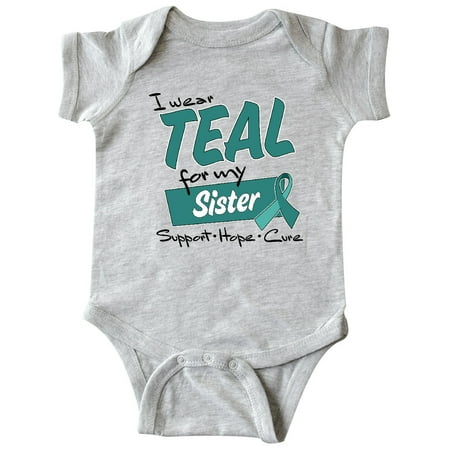 

Inktastic I Wear Teal for my Sister-Support Hope Cure Gift Baby Boy or Baby Girl Bodysuit