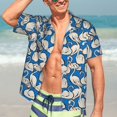 thumbnail image 7 of Honeii Swan Birds Print Men’s Hawaiian Shirt,Classic Button-Down Short Sleeve Shirt, for Beach, Vacation, and Outdoor Activities,XX-Large, 7 of 7