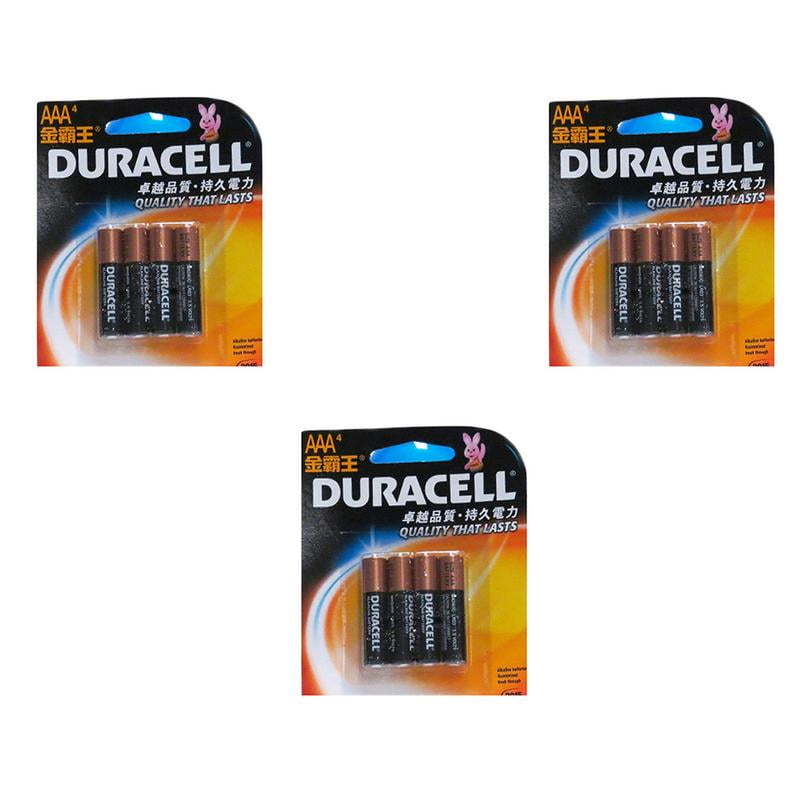 Duracell Alkaline Battery AA (4 in 1 Pack) (Pack of 3)