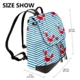 thumbnail image 2 of Balery Red Funny Crab on Blue Stripe Mochila de Cuero para Mujeres, Gran Capacidad, Bolsa de Viaje Multifuncional, Mochila de Cuero y Bolsa de Hombro para Mujeres, 2 of 4