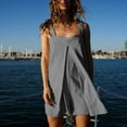 thumbnail image 6 of Summer Loose Romper for Women Flowy Ruffle Tank Top Short Jumpsuit with Pocket Wide Leg Front Slit Layer Dressy Outfits, Gray, XL, 6 of 7