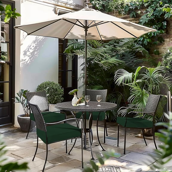 Chair Cushions 19 x 19 x 3 Inch Waterproof Outdoor Seat Cushions for  Furniture 3-Year Color Fastness Garden Sofa Couch Chair Pads with Handle & Adjustable Straps Set of 2, Green