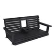 thumbnail image 6 of Mosbrisa Poly Lumber 3-Seat Porch Swing, HIPS 5-ft Bench Swing with Foldable Cup Holders,18/8 Stainless Steel Hardware, High Backrest and Deep Contoured Seat, Black, 6 of 6