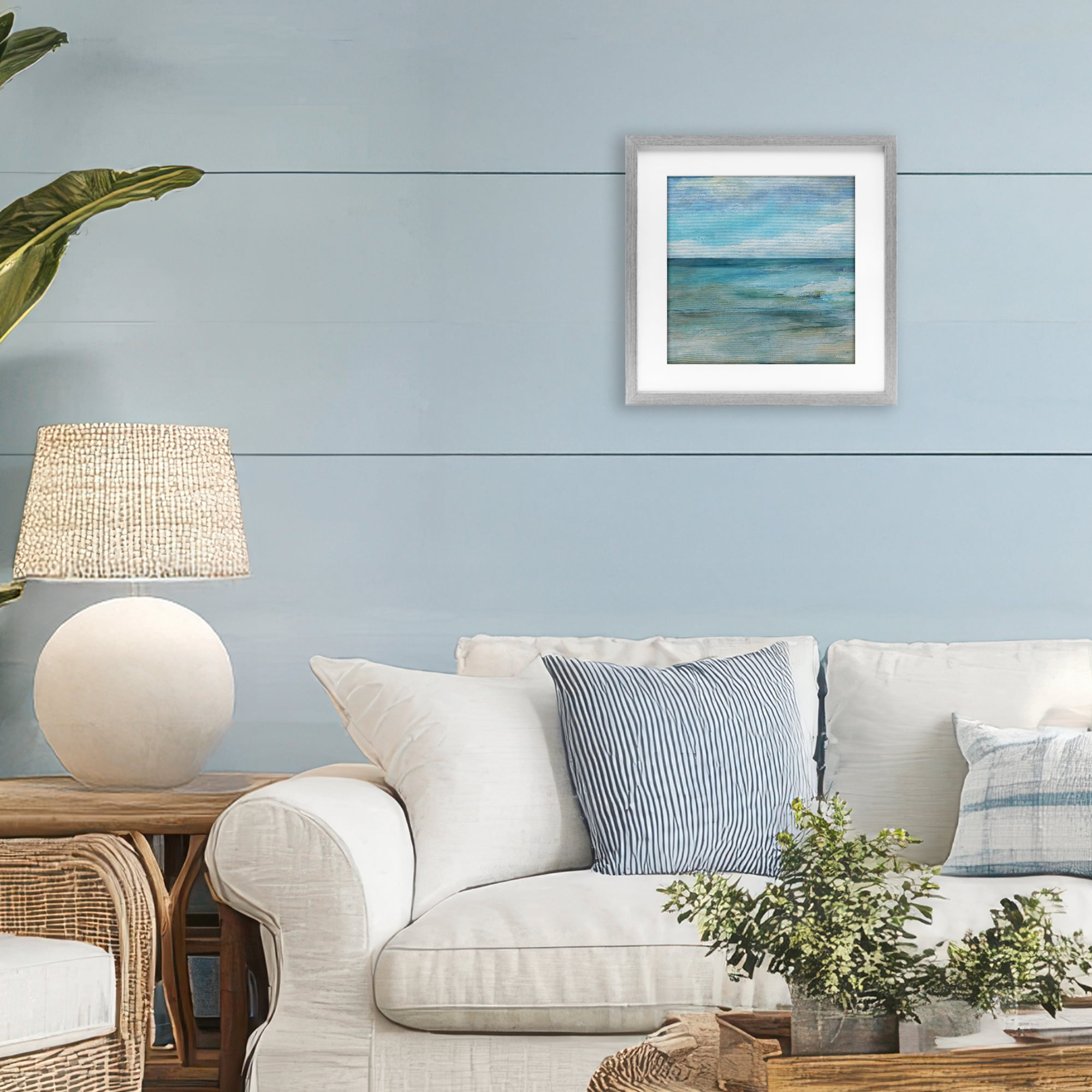 Stupell Industries Aqua Seascape Tranquility Gray Framed Print Under Glass, design by Carol Robinson