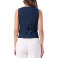 thumbnail image 4 of INSPIRE CHIC Women's Vest Sleeveless Button Down V Neck Crop Waistcoat Deep Blue S, 4 of 7